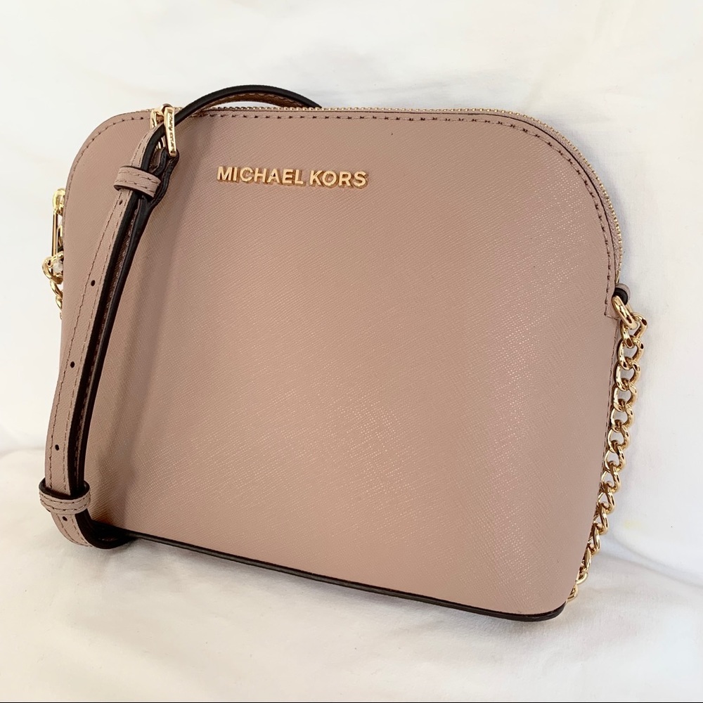 NWT authentic MK leather Cindy Dome crossbody fawn - Picture 3 of 6